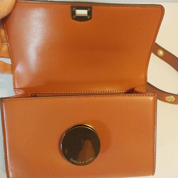 Charles & Keith Circular Buckle Crossbody Purse Bag Mauve Push Lock Closure - Picture 8 of 15